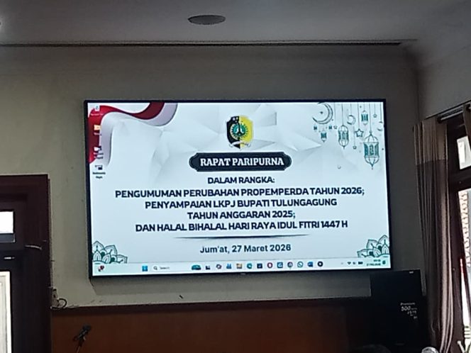
					Rapat Paripurna Pengumuman Perubahan Propemperda Tahun 2026, Penyampaian LKPJ Bupati Tulungagung Tahun Anggaran 2025 dan Halal Bihalal Hari Raya Idul Fitri 1447 H
